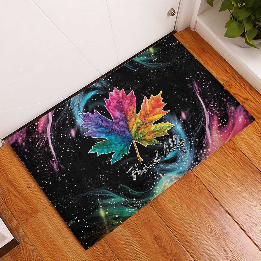 Rainbow Maple Leaf Rubber Doormat Canada Pride Show Your Colors - Wonder Print Shop