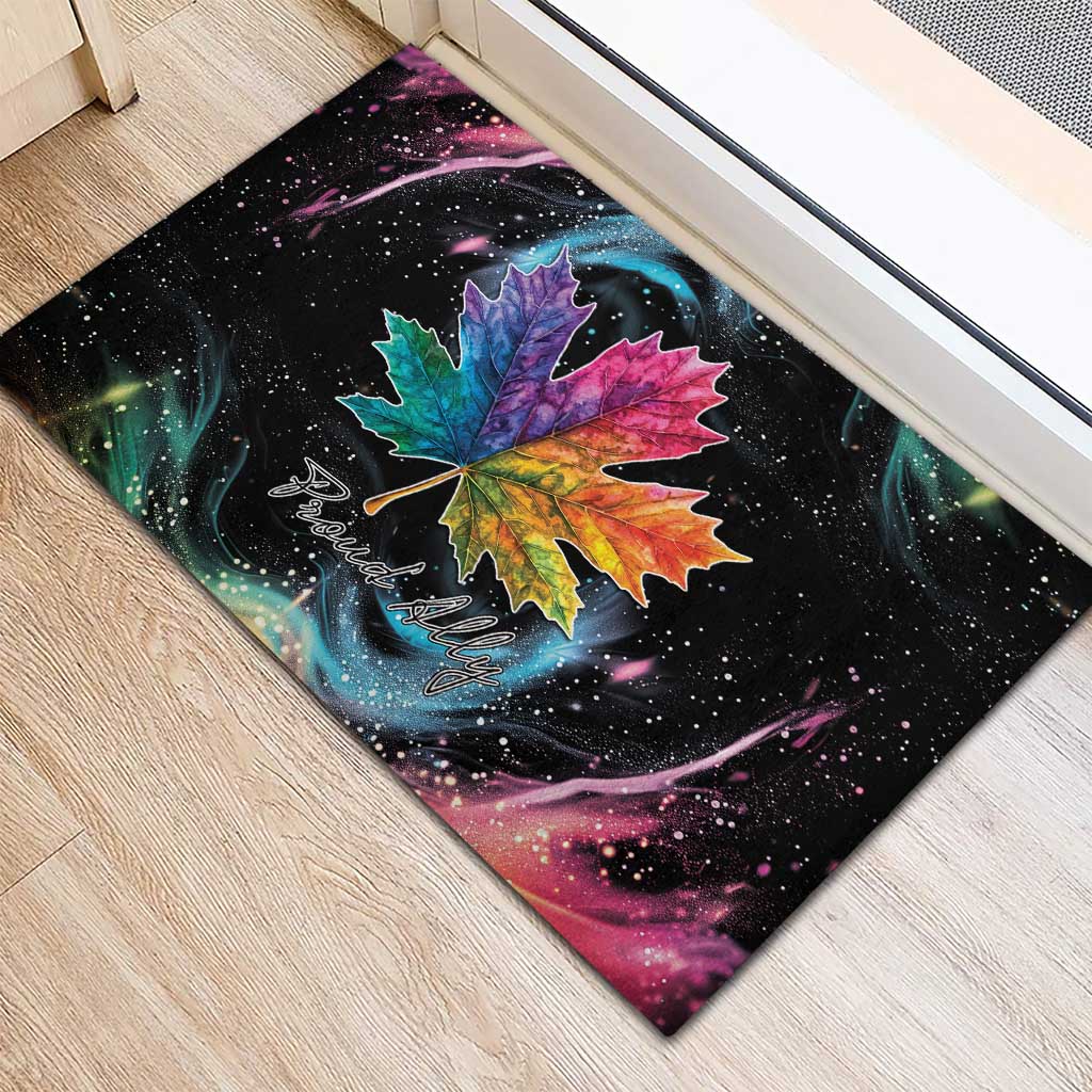 Rainbow Maple Leaf Rubber Doormat Canada Pride Show Your Colors - Wonder Print Shop