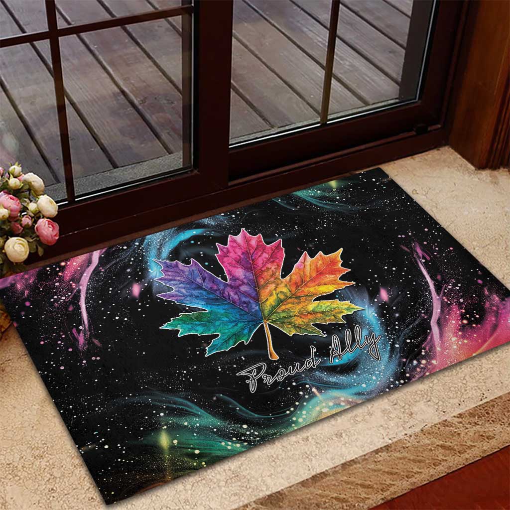 Rainbow Maple Leaf Rubber Doormat Canada Pride Show Your Colors - Wonder Print Shop