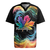 Rainbow Maple Leaf Rugby Jersey Canada Pride Show Your Colors - Wonder Print Shop