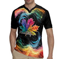 Rainbow Maple Leaf Rugby Jersey Canada Pride Show Your Colors - Wonder Print Shop