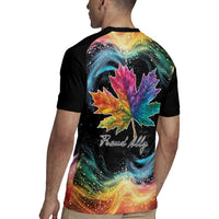 Rainbow Maple Leaf Rugby Jersey Canada Pride Show Your Colors - Wonder Print Shop