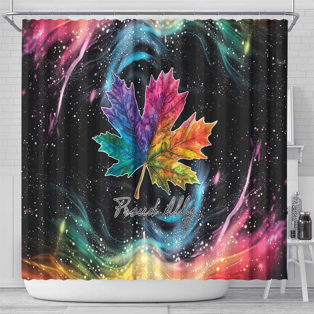 Rainbow Maple Leaf Shower Curtain Canada Pride Show Your Colors