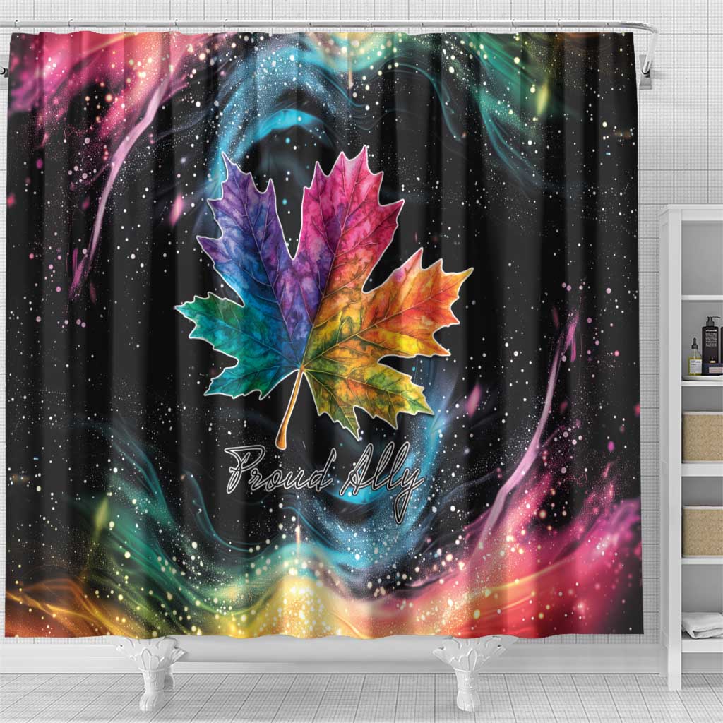 Rainbow Maple Leaf Shower Curtain Canada Pride Show Your Colors