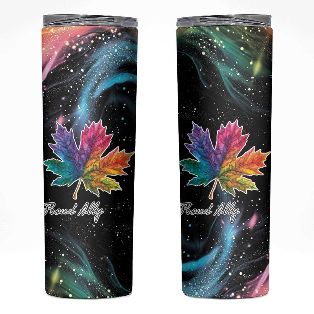 Rainbow Maple Leaf Skinny Tumbler Canada Pride Show Your Colors - Wonder Print Shop