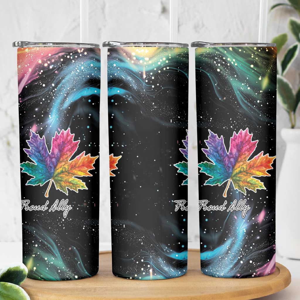 Rainbow Maple Leaf Skinny Tumbler Canada Pride Show Your Colors - Wonder Print Shop