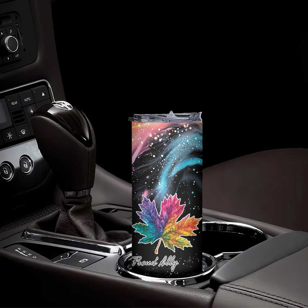 Rainbow Maple Leaf Skinny Tumbler Canada Pride Show Your Colors - Wonder Print Shop