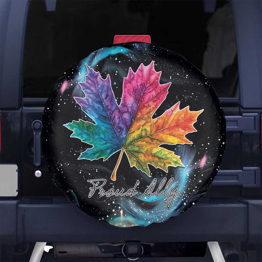 Rainbow Maple Leaf Spare Tire Cover Canada Pride Show Your Colors - Wonder Print Shop