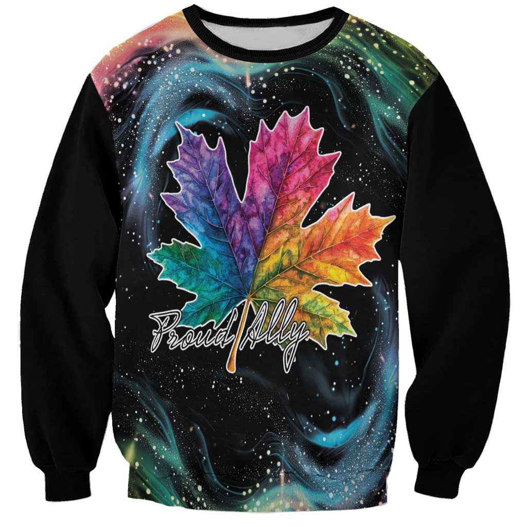 Rainbow Maple Leaf Sweatshirt Canada Pride Show Your Colors - Wonder Print Shop