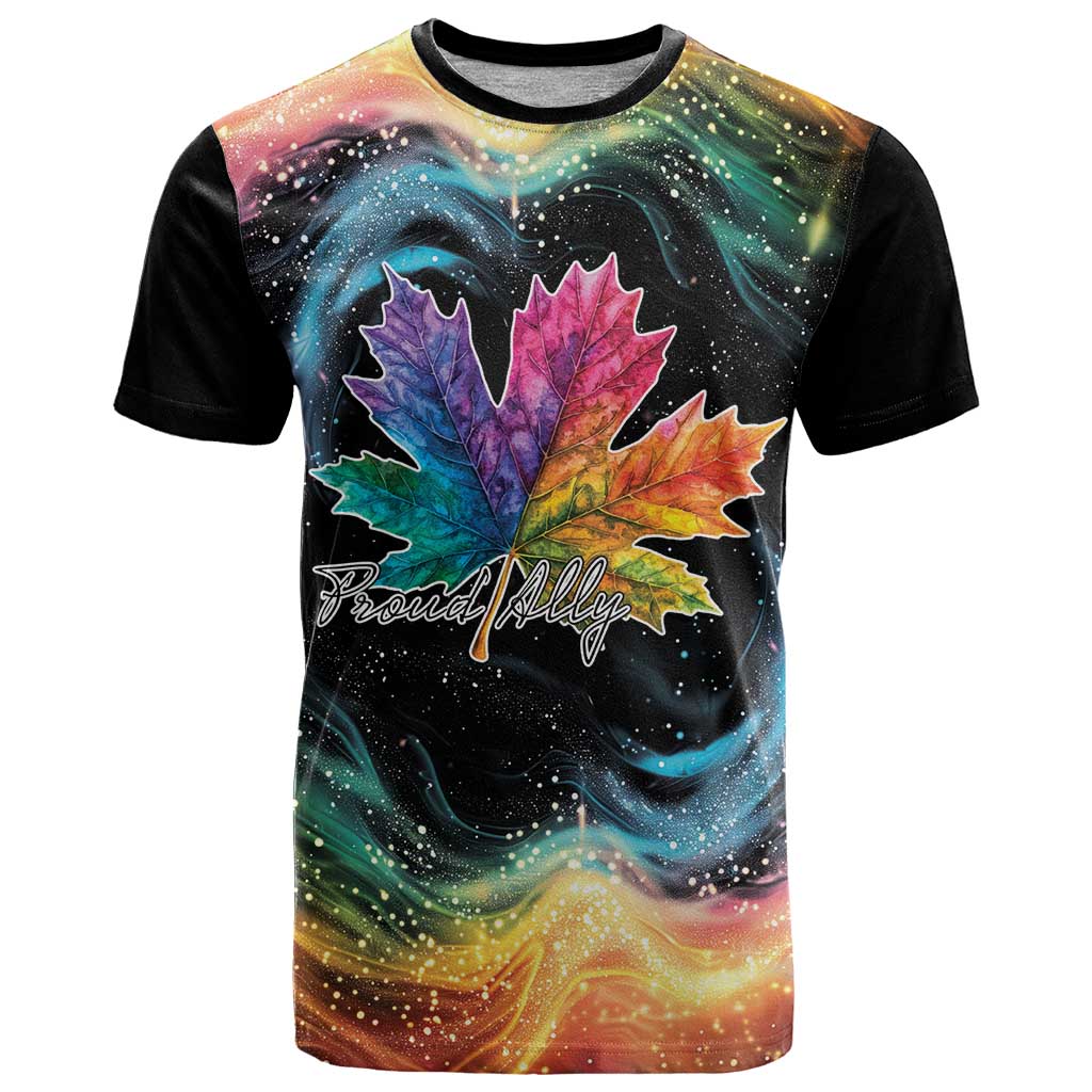 Rainbow Maple Leaf T Shirt Canada Pride Show Your Colors - Wonder Print Shop