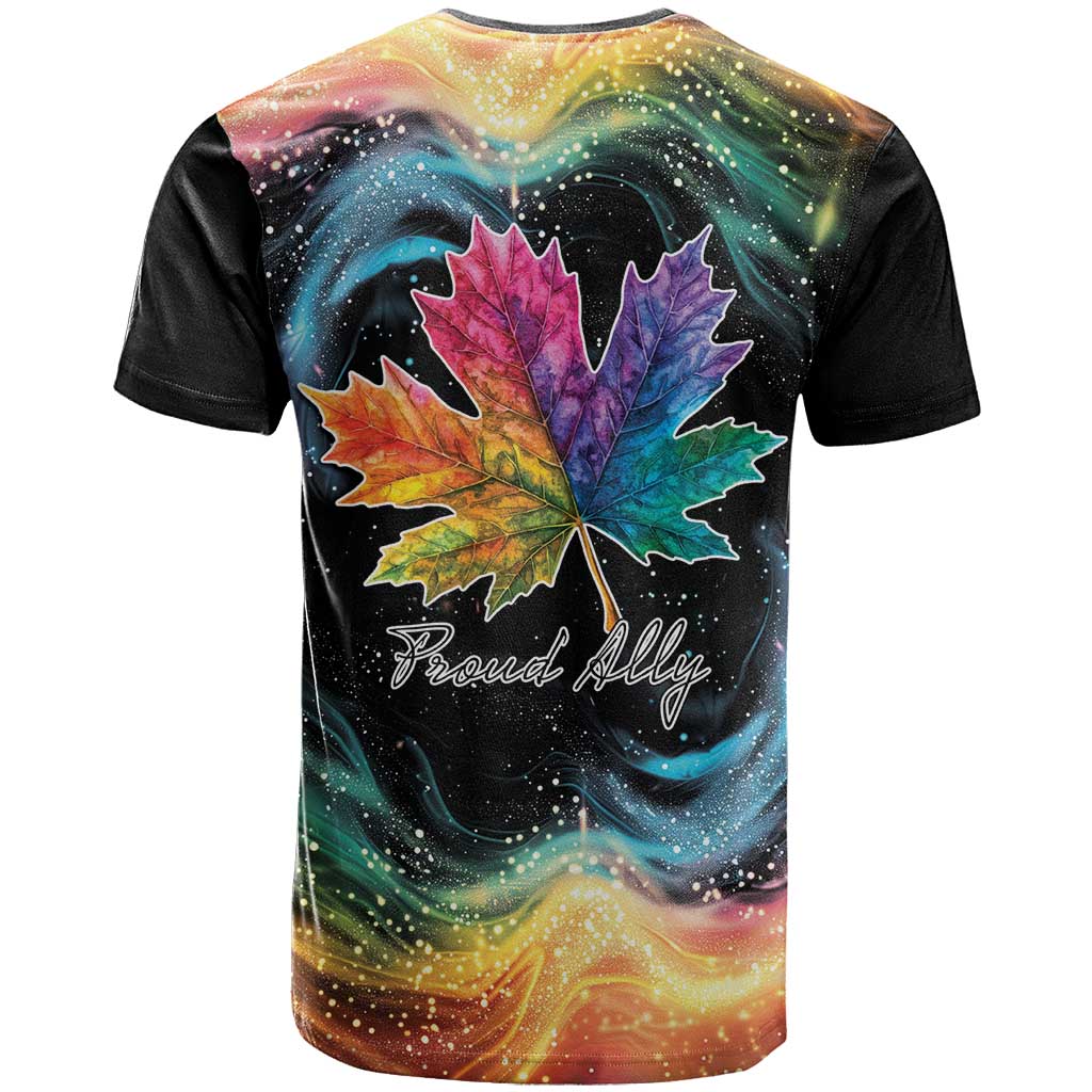 Rainbow Maple Leaf T Shirt Canada Pride Show Your Colors - Wonder Print Shop