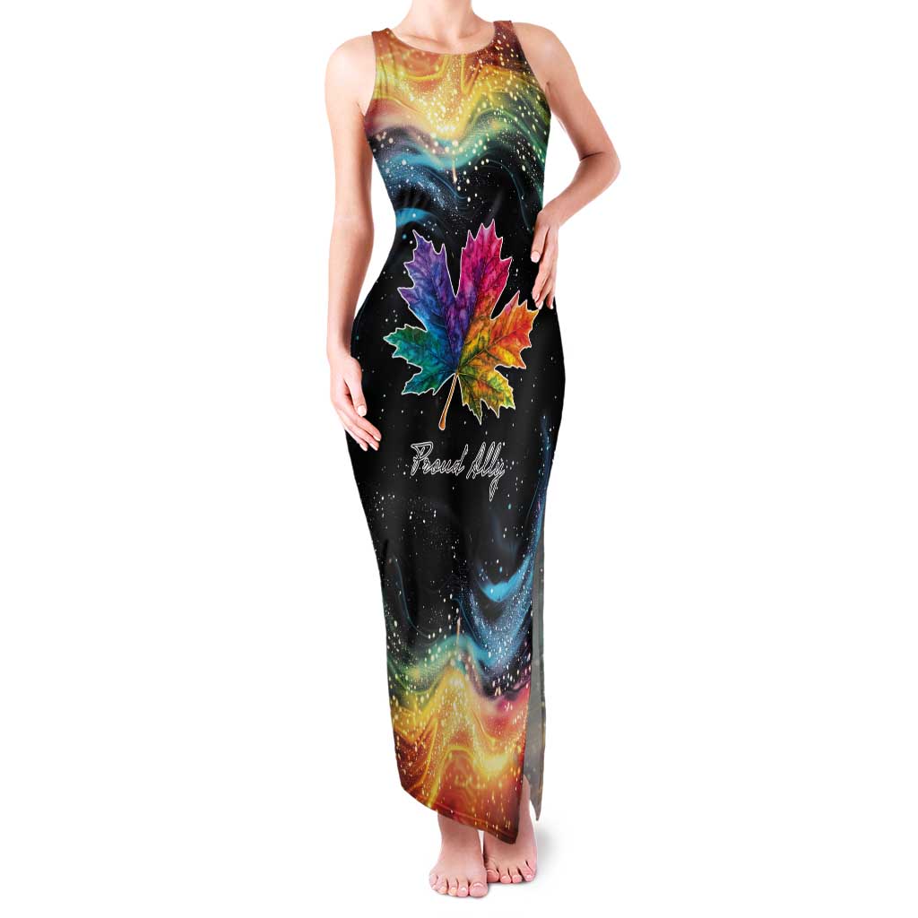Rainbow Maple Leaf Tank Maxi Dress Canada Pride Show Your Colors - Wonder Print Shop