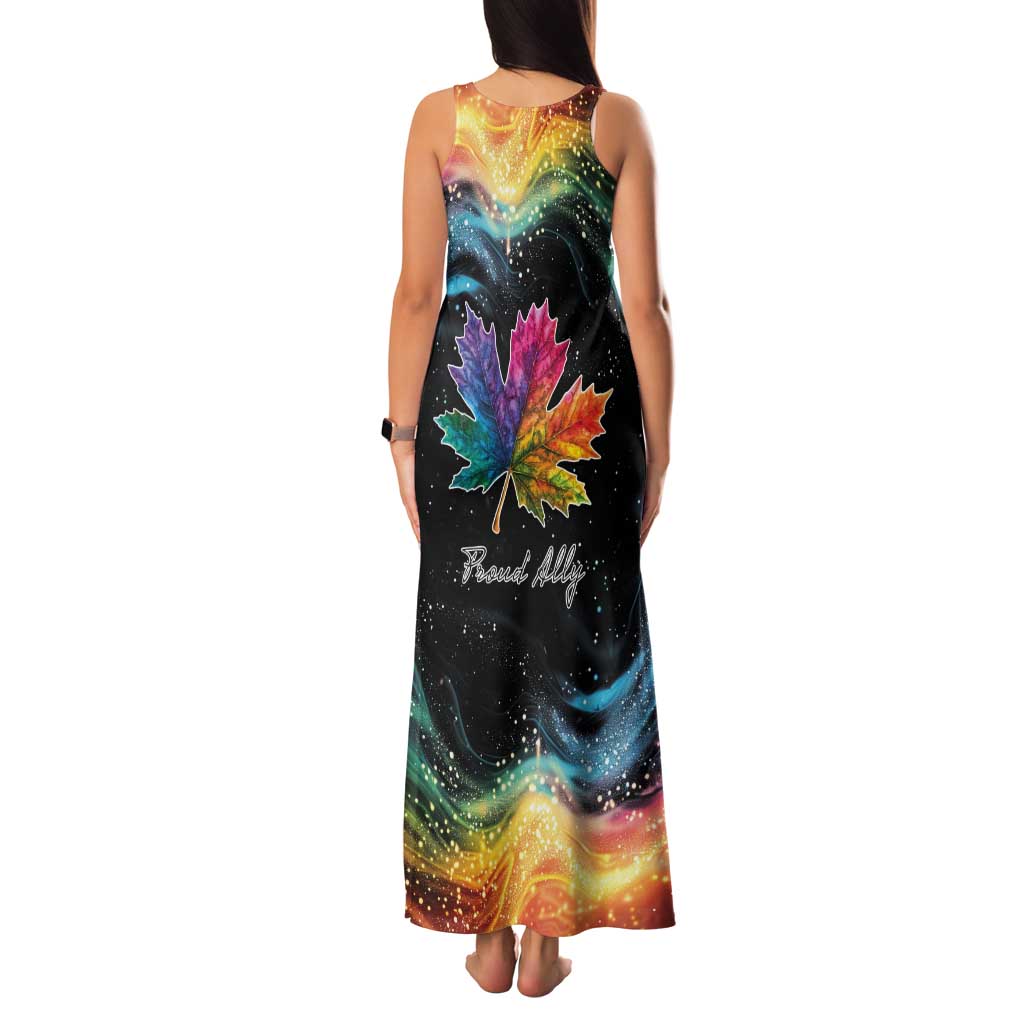 Rainbow Maple Leaf Tank Maxi Dress Canada Pride Show Your Colors - Wonder Print Shop
