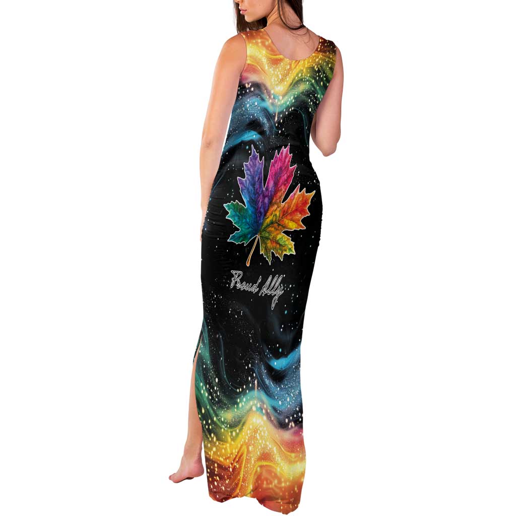 Rainbow Maple Leaf Tank Maxi Dress Canada Pride Show Your Colors - Wonder Print Shop