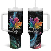 Rainbow Maple Leaf Tumbler With Handle Canada Pride Show Your Colors - Wonder Print Shop