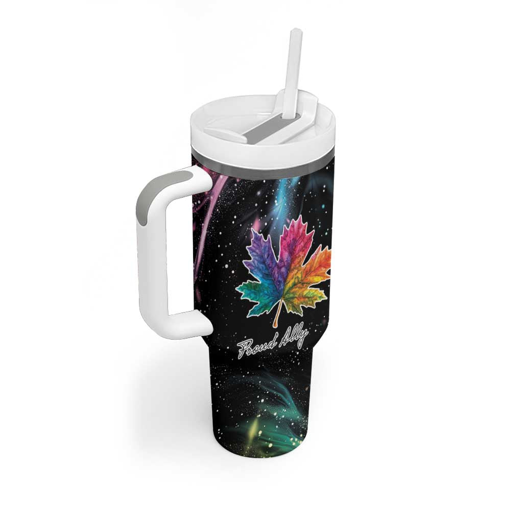 Rainbow Maple Leaf Tumbler With Handle Canada Pride Show Your Colors - Wonder Print Shop
