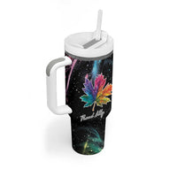 Rainbow Maple Leaf Tumbler With Handle Canada Pride Show Your Colors - Wonder Print Shop