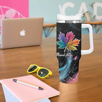 Rainbow Maple Leaf Tumbler With Handle Canada Pride Show Your Colors - Wonder Print Shop