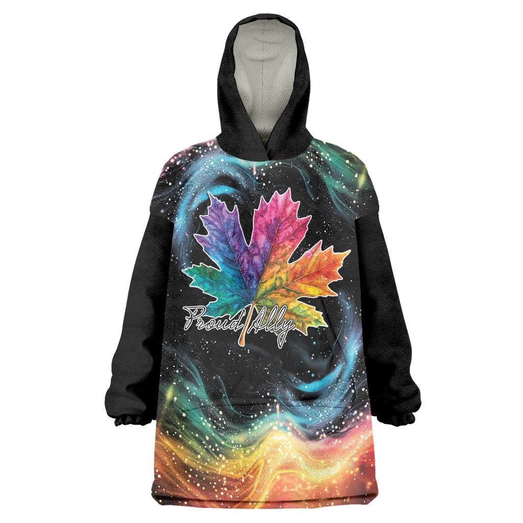 Rainbow Maple Leaf Wearable Blanket Hoodie Canada Pride Show Your Colors - Wonder Print Shop