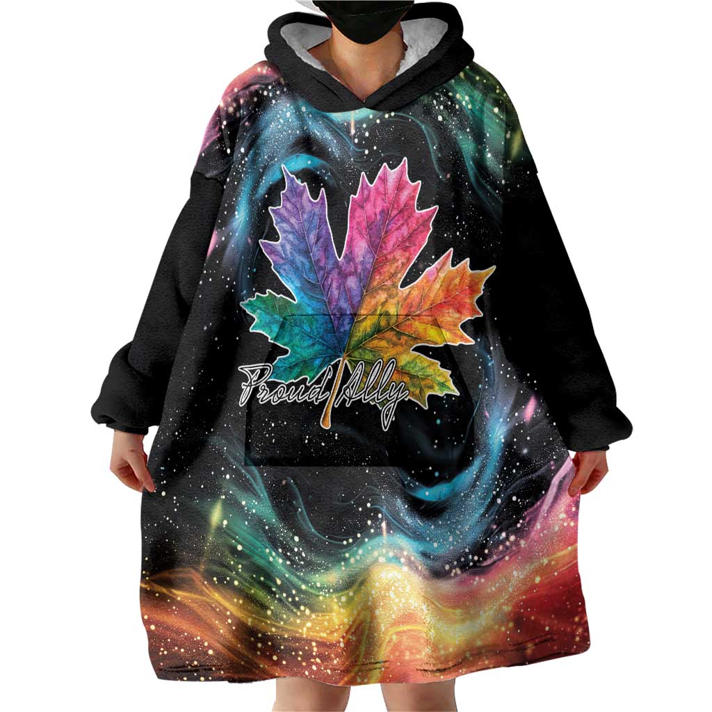 Rainbow Maple Leaf Wearable Blanket Hoodie Canada Pride Show Your Colors - Wonder Print Shop