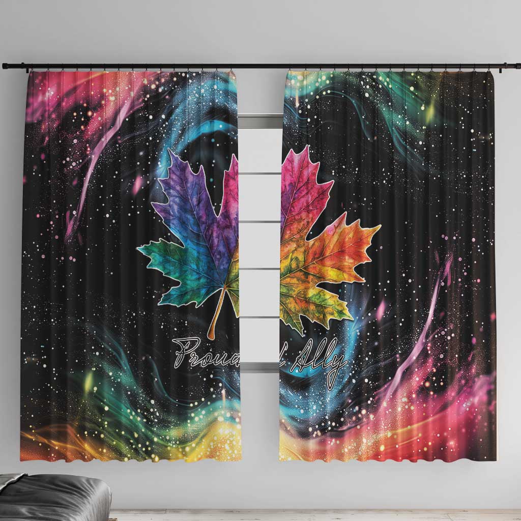 Rainbow Maple Leaf Window Curtain Canada Pride Show Your Colors - Wonder Print Shop