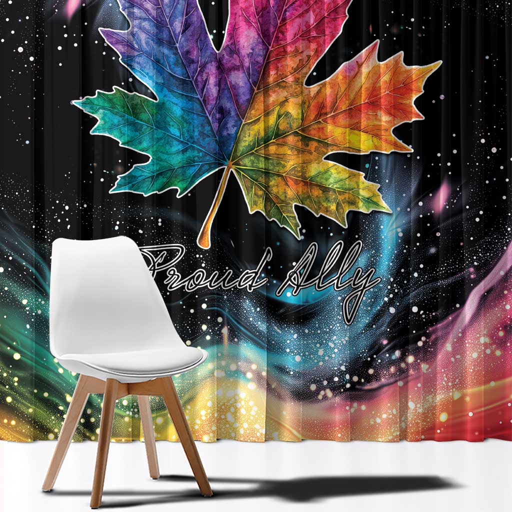 Rainbow Maple Leaf Window Curtain Canada Pride Show Your Colors - Wonder Print Shop