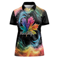 Rainbow Maple Leaf Women Polo Shirt Canada Pride Show Your Colors - Wonder Print Shop