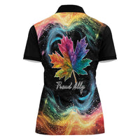 Rainbow Maple Leaf Women Polo Shirt Canada Pride Show Your Colors - Wonder Print Shop
