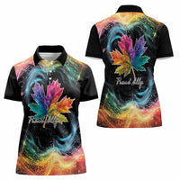 Rainbow Maple Leaf Women Polo Shirt Canada Pride Show Your Colors - Wonder Print Shop