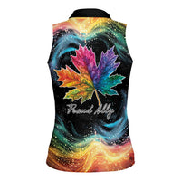 Rainbow Maple Leaf Women Sleeveless Polo Shirt Canada Pride Show Your Colors - Wonder Print Shop