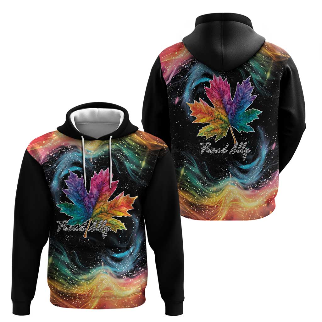 Rainbow Maple Leaf Zip Hoodie Canada Pride Show Your Colors - Wonder Print Shop
