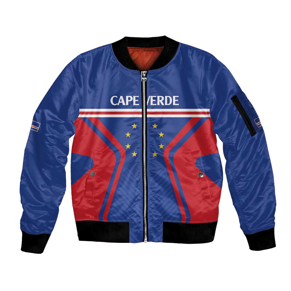 Custom Cape Verde Football Spirit Sleeve Zip Bomber Jacket Est 1979 - Wonder Print Shop