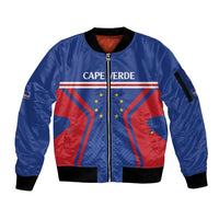 Custom Cape Verde Football Spirit Sleeve Zip Bomber Jacket Est 1979 - Wonder Print Shop