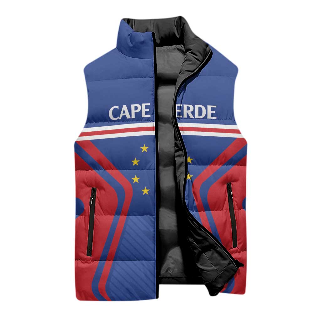 Custom Cape Verde Football Spirit Sleeveless Puffer Jacket Est 1979 - Wonder Print Shop
