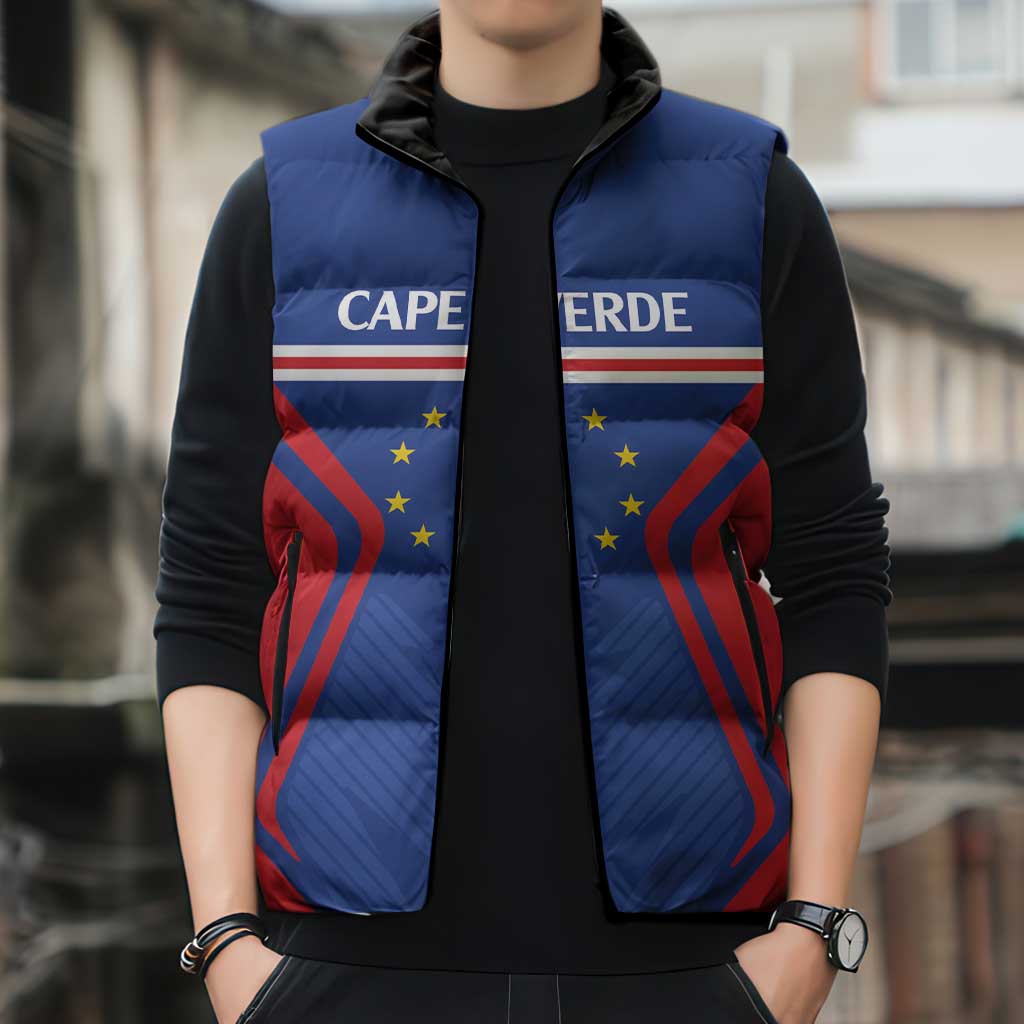 Custom Cape Verde Football Spirit Sleeveless Puffer Jacket Est 1979 - Wonder Print Shop