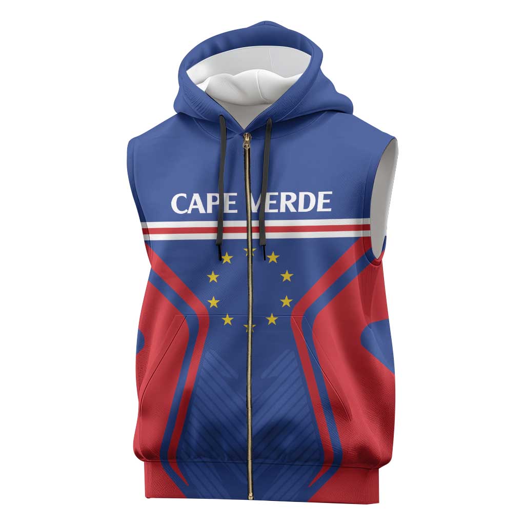 Custom Cape Verde Football Spirit Sleeveless Zip Hoodie Est 1979 - Wonder Print Shop