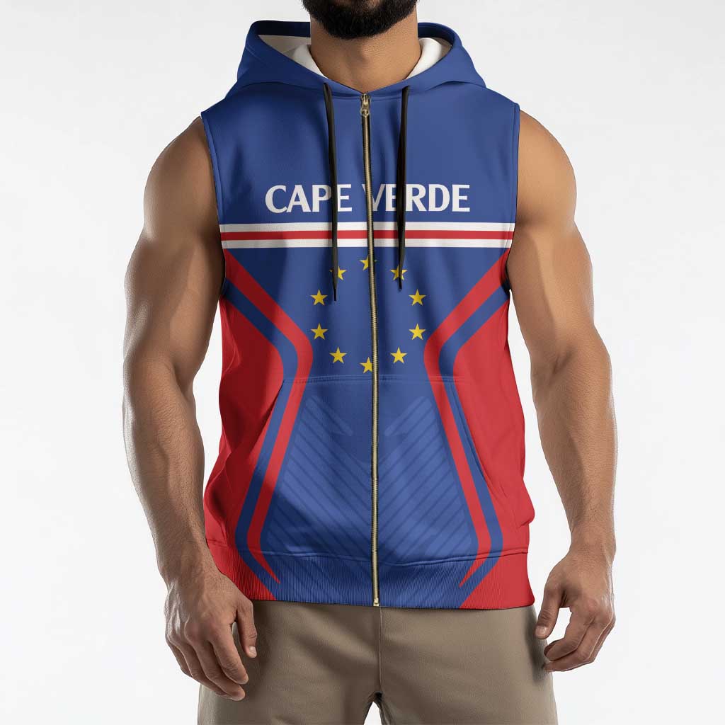 Custom Cape Verde Football Spirit Sleeveless Zip Hoodie Est 1979 - Wonder Print Shop