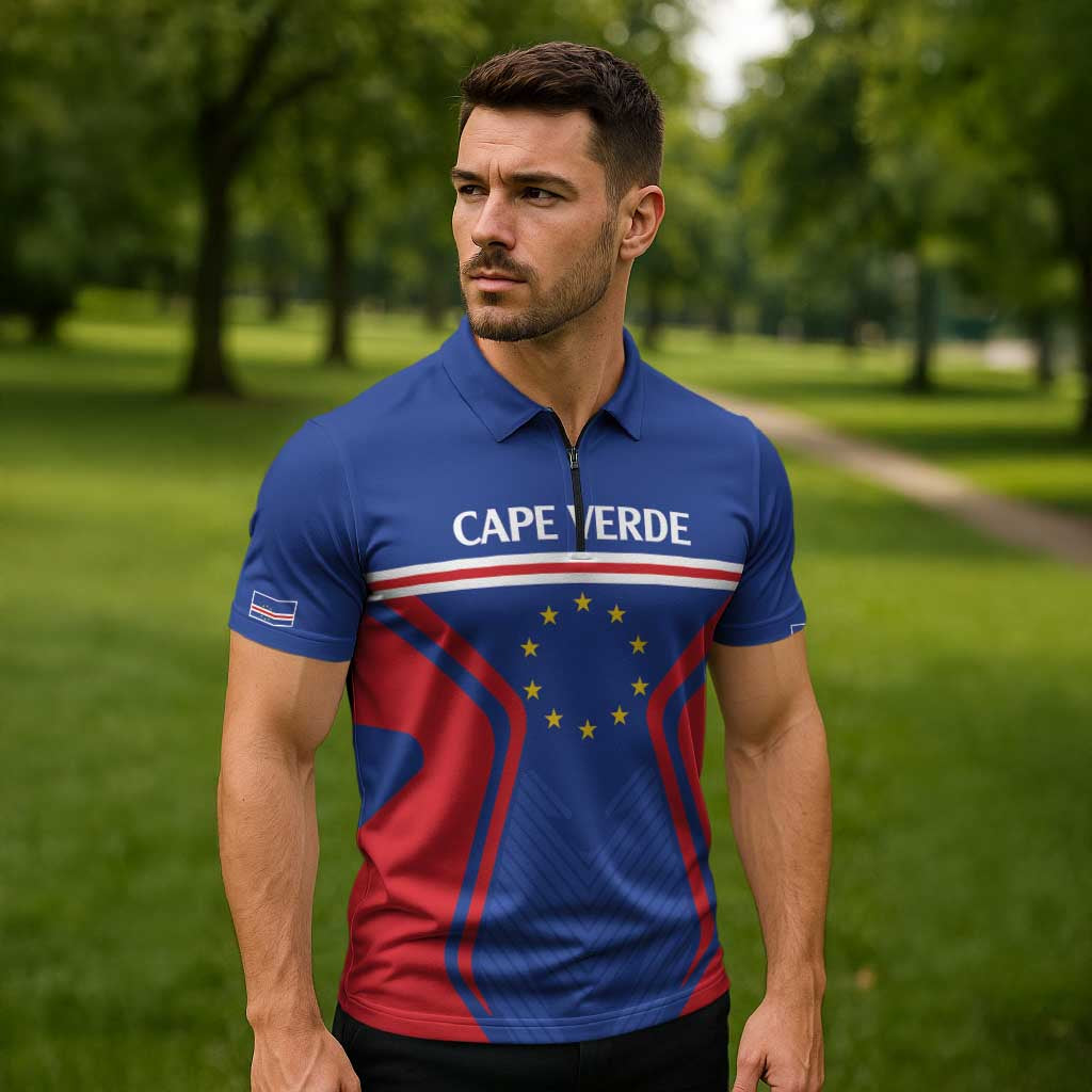 Custom Cape Verde Football Spirit Zipper Polo Shirt Est 1979 - Wonder Print Shop
