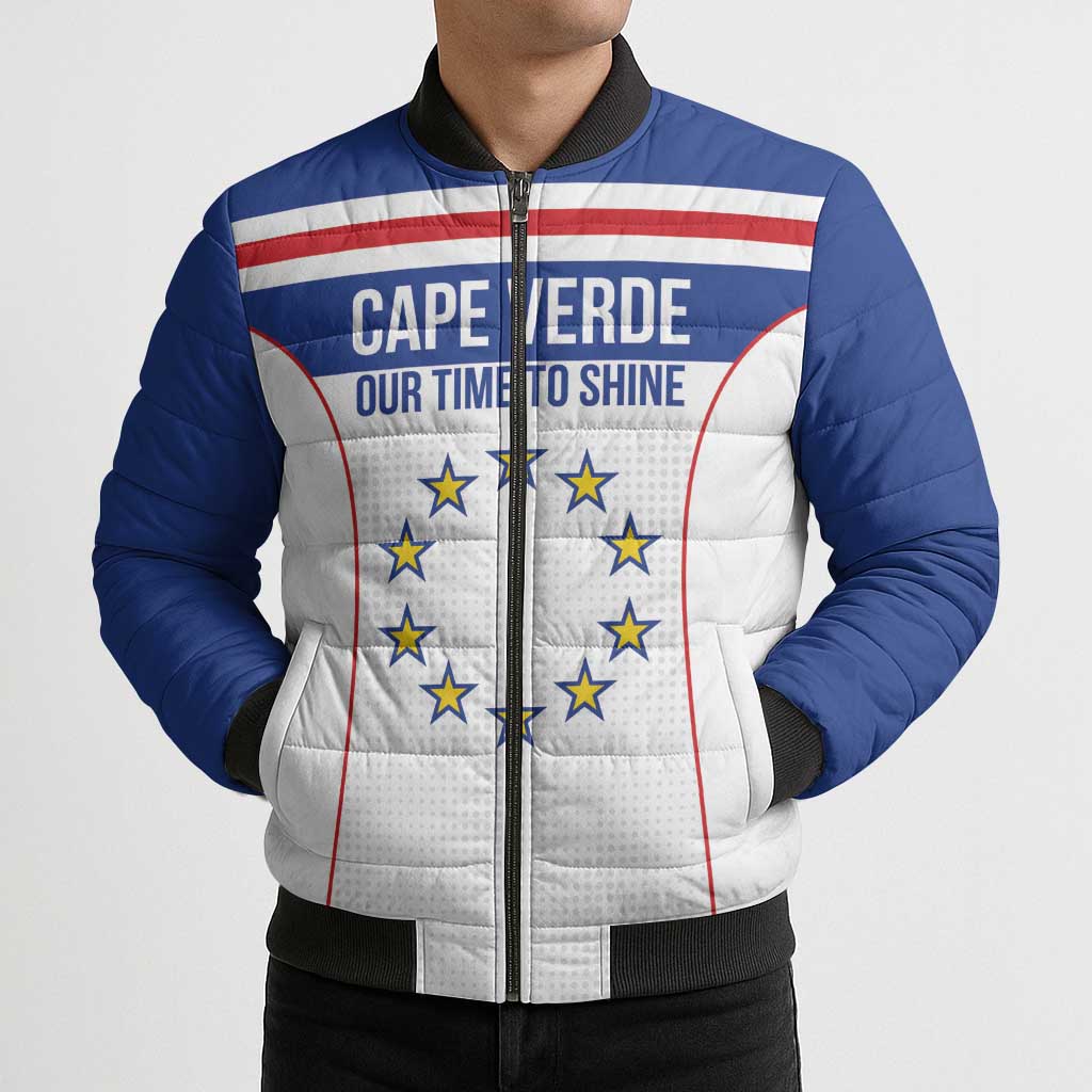 Custom Cape Verde Pride Bomber Puffer Jacket Blue Sharks Rising - Wonder Print Shop