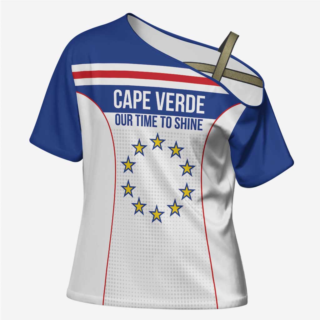 Custom Cape Verde Pride Cross Shoulder Shirt Blue Sharks Rising - Wonder Print Shop