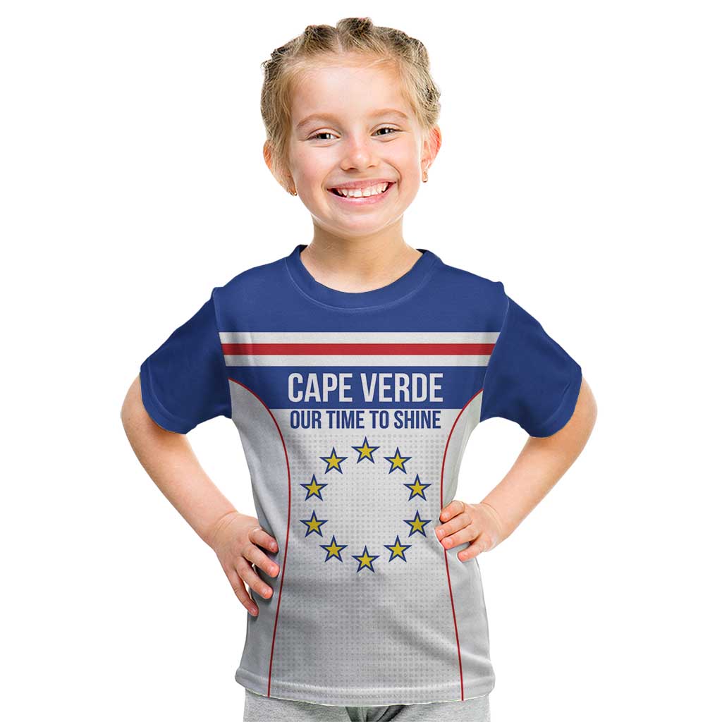 Custom Cape Verde Pride Kid T Shirt Blue Sharks Rising - Wonder Print Shop
