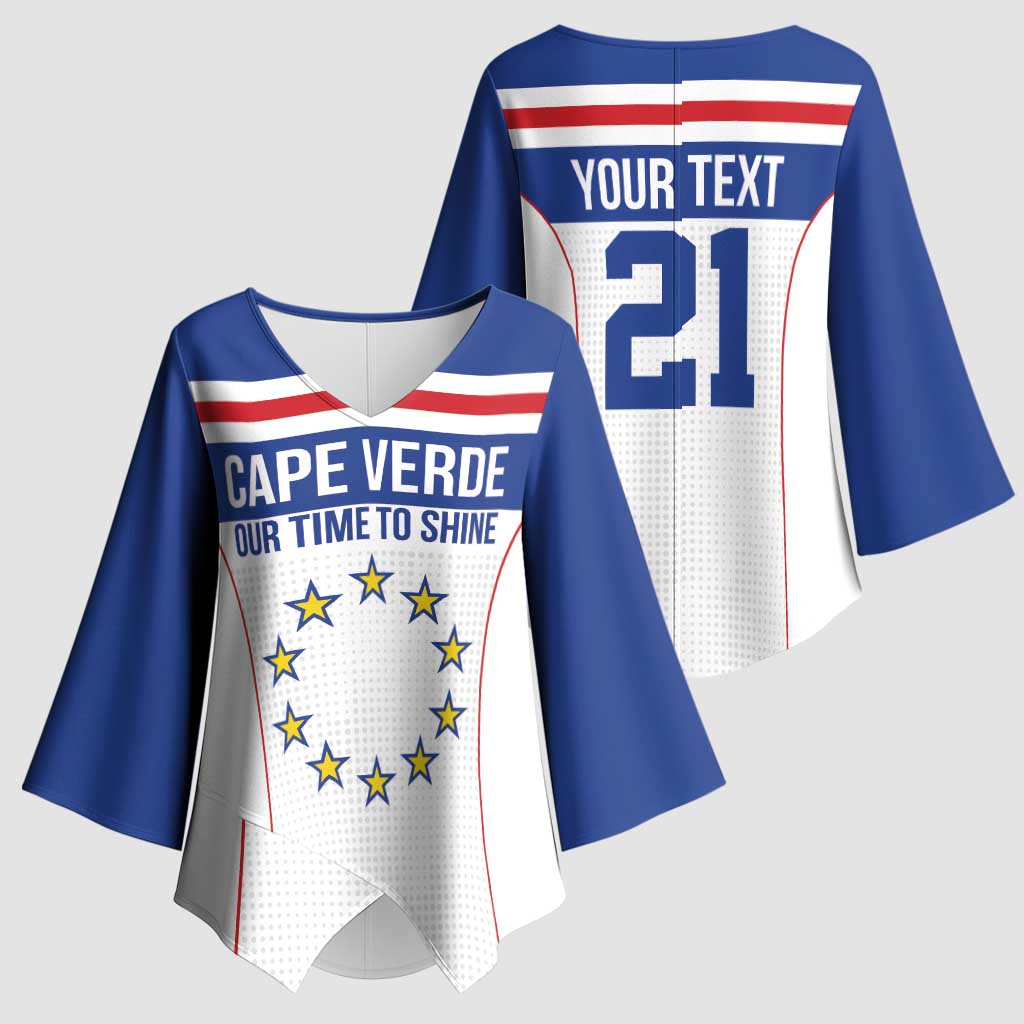 Custom Cape Verde Pride Kimono Sleeve Blouse Blue Sharks Rising - Wonder Print Shop