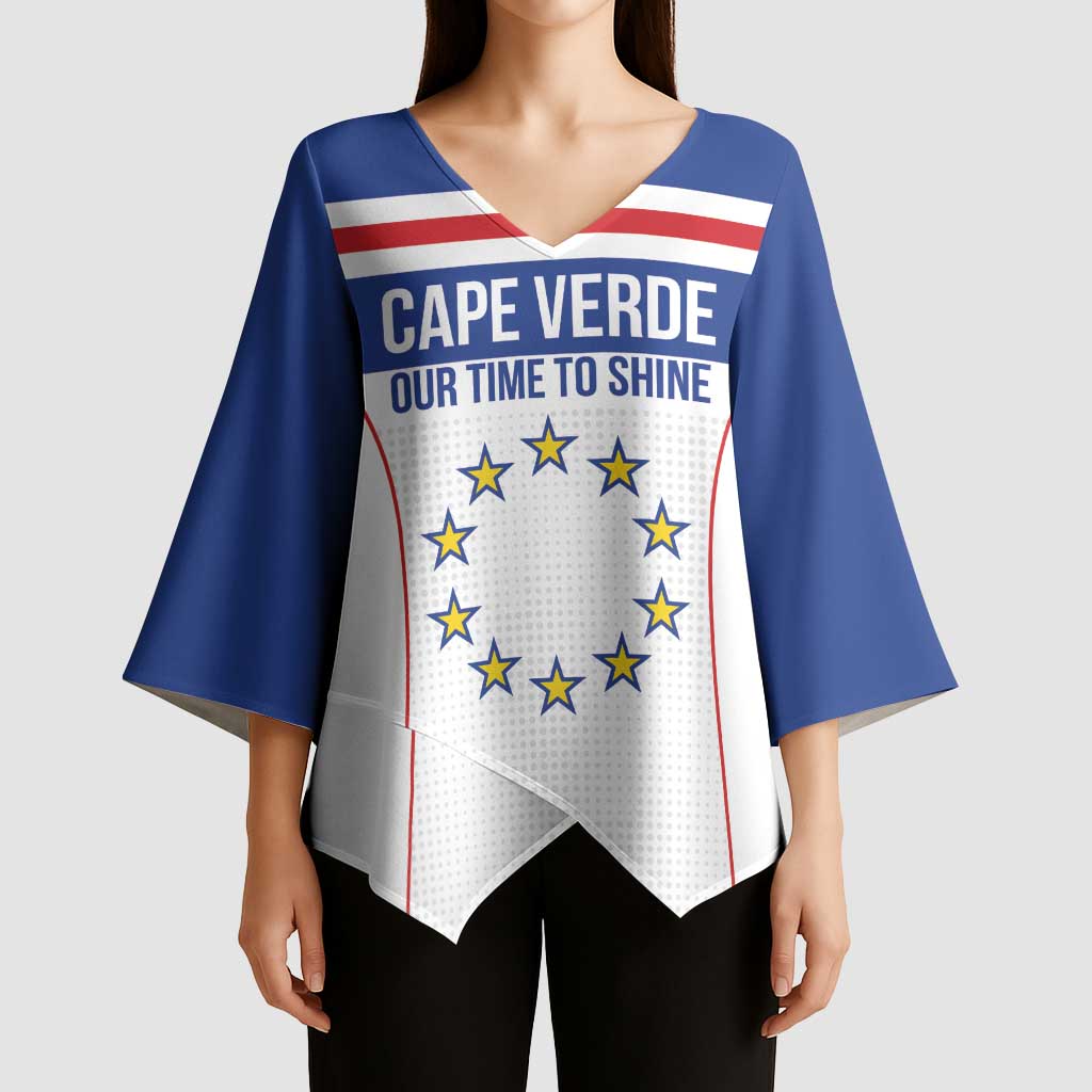 Custom Cape Verde Pride Kimono Sleeve Blouse Blue Sharks Rising - Wonder Print Shop