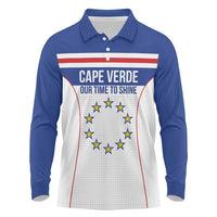 Custom Cape Verde Pride Long Sleeve Polo Shirt Blue Sharks Rising - Wonder Print Shop