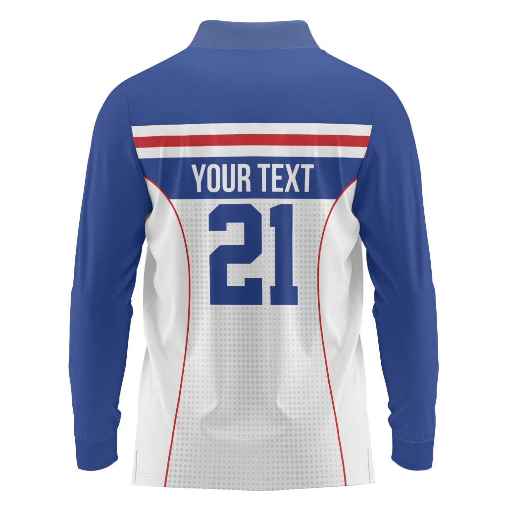 Custom Cape Verde Pride Long Sleeve Polo Shirt Blue Sharks Rising - Wonder Print Shop