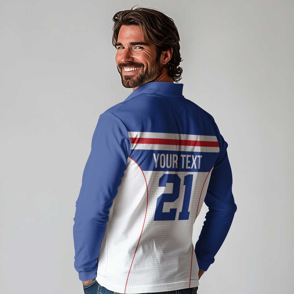 Custom Cape Verde Pride Long Sleeve Polo Shirt Blue Sharks Rising - Wonder Print Shop