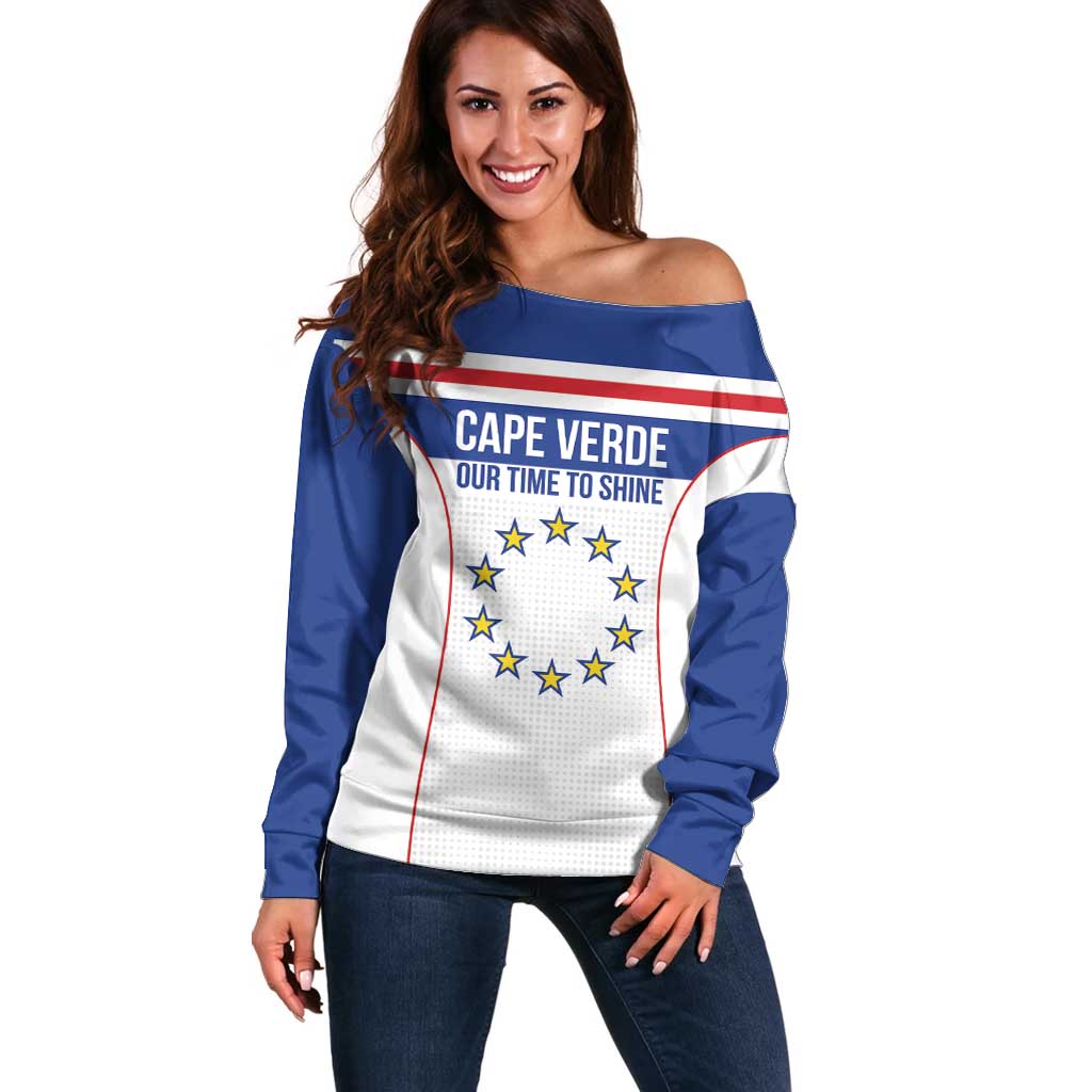 Custom Cape Verde Pride Off Shoulder Sweater Blue Sharks Rising - Wonder Print Shop