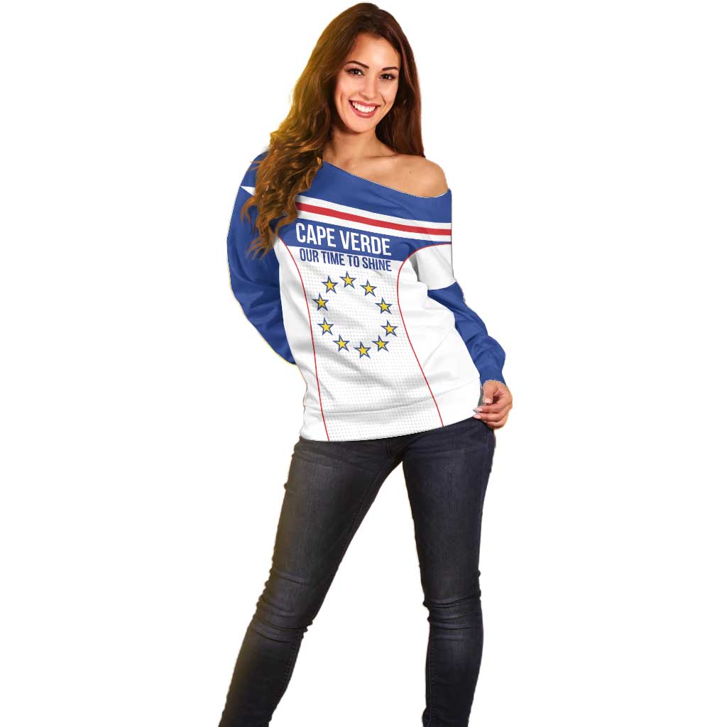 Custom Cape Verde Pride Off Shoulder Sweater Blue Sharks Rising - Wonder Print Shop