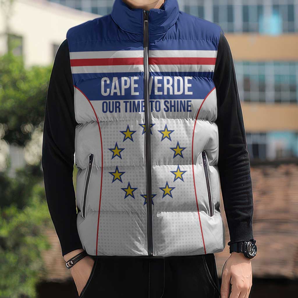 Custom Cape Verde Pride Sleeveless Puffer Jacket Blue Sharks Rising - Wonder Print Shop