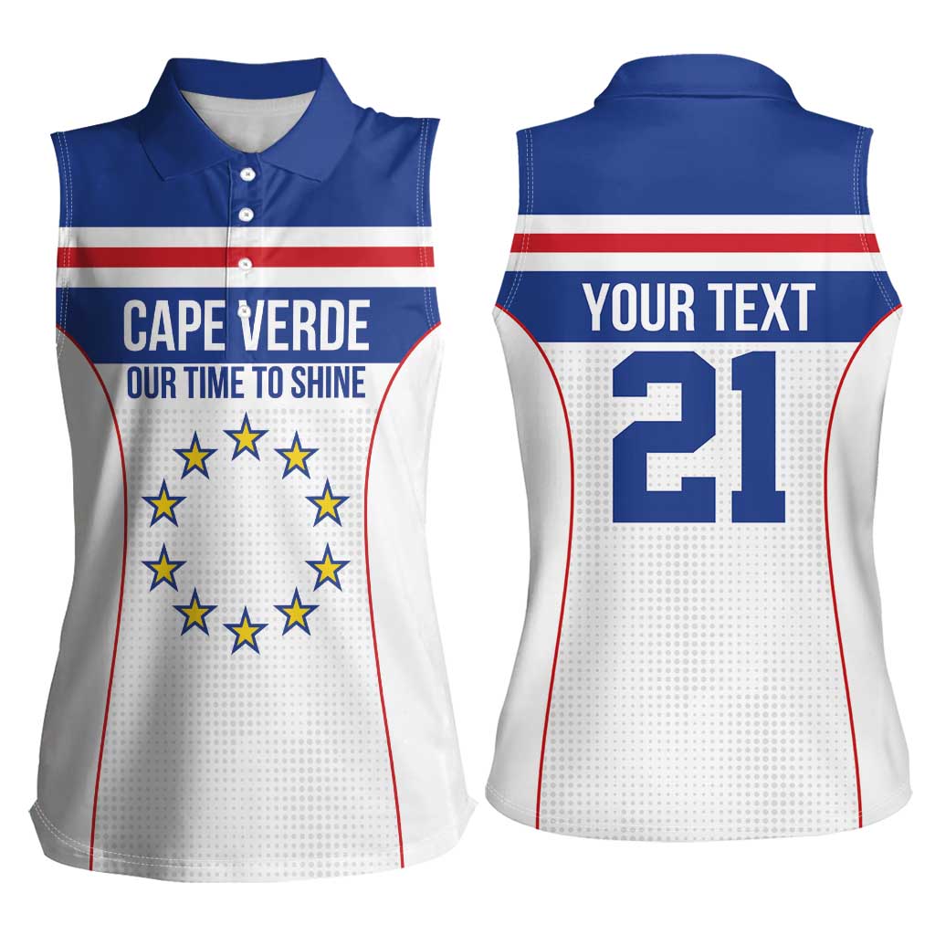 Custom Cape Verde Pride Women Sleeveless Polo Shirt Blue Sharks Rising - Wonder Print Shop